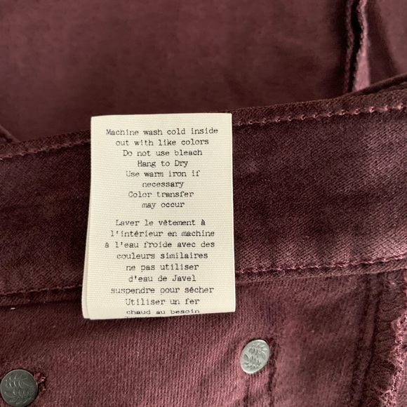 Rag&Bone burgundy velvet skinny pants. Size 30 - Picture 5 of 16